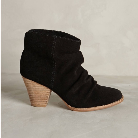 Black Genuine Leather Ruched Front Ankle Boot - Picture 3 of 5